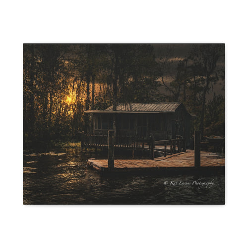 Last Light on the Bayou Louisiana sunset photograph displayed as a stretched canvas wall art print.