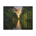 Whispers of the Bayou Louisiana swamp sunset canvas wall art.
